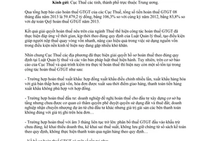 Công văn 3851/TCT-KTNB 2013 kiểm tra rà soát chấn chỉnh công tác hoàn thuế giá trị gia tăng