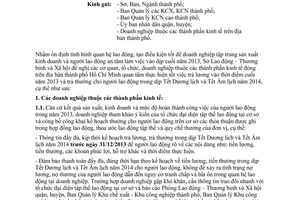 Công văn 15199/SLĐTBXH-LĐ năm 2013 báo cáo tiền lương kế hoạch thưởng Tết 2014