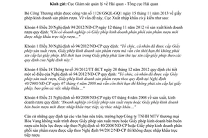 Công văn 552/XNK-CN năm 2013 giấp phép kinh doanh rượu