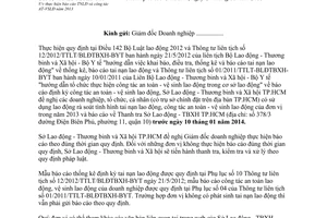 Công văn 15408/LĐTBXH-TTr năm 2013 báo cáo tai nạn lao động an toàn vệ sinh lao động Hồ Chí Minh