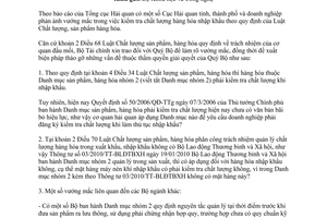 Công văn 16101/BTC-TCHQ năm 2013 kiểm tra chất lượng hàng nhập khẩu