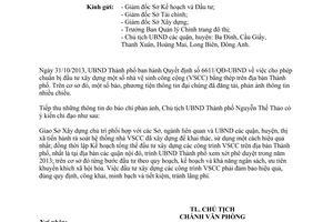 Công văn 8908/UBND-TH năm 2013 xây dựng nhà vệ sinh công cộng Hà Nội