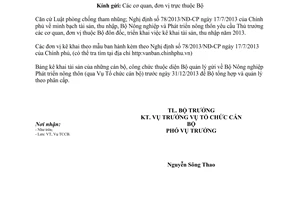 Công văn 5506/BNN-TCCB năm 2013 kê khai tài sản thu nhập