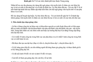 Công văn 7722/BYT-BM-TE 2014 giảng viên tuyến tỉnh chăm sóc sức khỏe bà mẹ trẻ sơ sinh