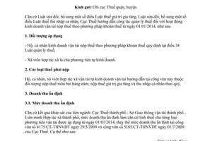 Công văn 9873/CT-THNVDT năm 2013 quản lý thuế kinh doanh vận tải theo khoán thuế Hồ Chí Minh