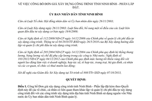 Quyết định 872/QĐ-UBND 2013 công bố Đơn giá xây dựng công trình Phần lắp đặt Ninh Bình