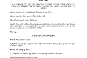 Nghị định 200/2013/NĐ-CP hướng dẫn Điều 11 Luật công đoàn quyền trách nhiệm của công đoàn