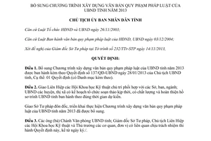 Quyết định 2230/QĐ-UBND năm 2013 bổ sung Chương trình xây dựng văn bản Bình Phước