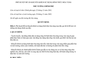 Quyết định 2282/QĐ-TTg năm 2013 Đề án khuyến khích sử dụng hình thức hỏa táng