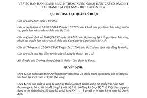 Quyết định 372/QĐ-QLD năm 2013 danh mục 24 thuốc nước ngoài cấp số đăng ký lưu hành