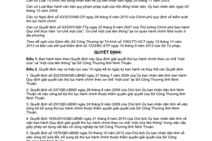 Quyết định 80/2013/QĐ-UBND thủ tục hành chính cơ chế một cửa một cửa liên thông Sở Công Thương Ninh Thuận