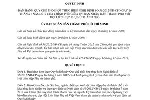 Quyết định 53/2013/QĐ-UBND Quy chế phối hợp thực hiện Nghị định 56/2012/NĐ-CP