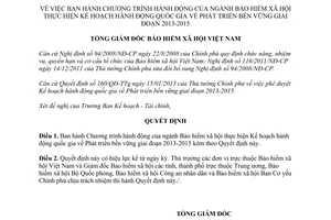 Quyết định 1221/QĐ-BHXH năm 2013 Chương trình hành động Bảo hiểm xã hội