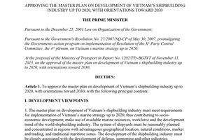 Decision No. 2290/QD-TTg 2013 plan on development of Vietnam’s shipbuilding industry 2020 2030
