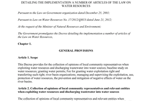 Decree No. 201/2013/NĐ-CP detailing the implementation of the Law on Water Resources