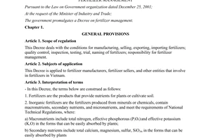 Decree No. 202/2013/NĐ-CP on fertilizer management