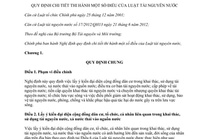 Nghị định 201/2013/NĐ-CP hướng dẫn Luật tài nguyên nước