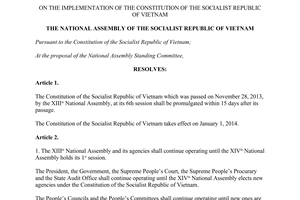 Resolution No. 64/2013/QH13 the constitution of The Socialist republic of Vietnam