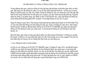 Chỉ thị 20/CT-UBND năm 2013 đổi mới tăng cường công tác thống kê Thừa Thiên Huế