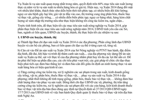 Chỉ thị 34/CT-UBND năm 2013 tăng cường chỉ đạo sản xuất trồng trọt vụ Xuân 2014 Nghệ An