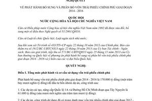 Nghị quyết 65/2013/QH13 năm 2014 phát hành bổ sung vốn trái phiếu Chính phủ 2014 2016
