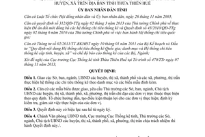 Quyết định 2606/QĐ-UBND năm 2013 phân công hệ thống chỉ tiêu thống kê Thừa Thiên Huế