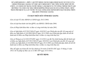 Quyết định 639/2013/QĐ-UBND Quy định mức thu tiền nước từ công trình thuỷ lợi Bắc Giang