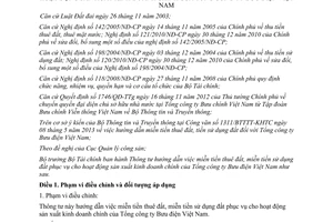 Thông tư 176/2013/TT-BTC miễn tiền thuê sử dụng đất kinh doanh Tổng công ty Bưu điện Việt Nam