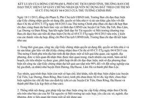 Thông báo 157/TB-UBND năm 2013 kết luận cấp giấy chứng nhận quyền sử dụng đất