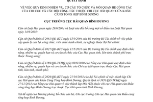 Quyết định 840/QĐ-HQBD năm 2013 nhiệm vụ tổ chức quan hệ công tác Chi cục Hải quan Bình Dương