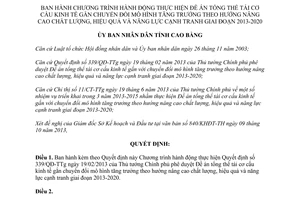 Quyết định 2135/QĐ-UBND tái cơ cấu kinh tế chuyển đổi mô hình nâng cao năng lực cạnh tranh Cao Bằng 2013