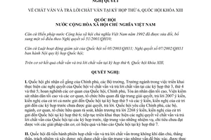 Nghị quyết 69/2013/QH13 năm 2013 chất vấn trả lời chất vấn kỳ họp thứ 6 Quốc hội XIII