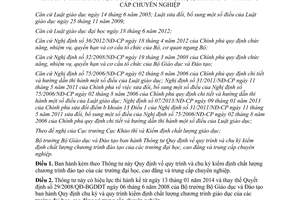 Thông tư 38/2013/TT-BGDĐT quy trình kiểm định chất lượng đào tạo đại học cao đẳng