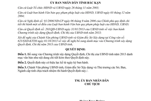 Quyết định 2139/QĐ-UBND năm 2013 bổ sung Chương trình xây dựng Quyết định Chỉ thị Bắc Kạn