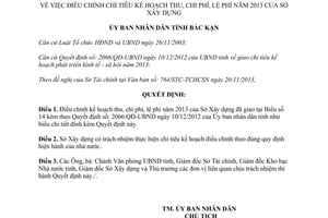 Quyết định 2122/QĐ-UBND năm 2013 điều chỉnh thu chi phí lệ phí Sở Xây dựng Bắc Kạn