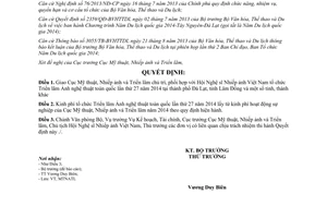 Quyết định 4173/QĐ-BVHTTDL năm 2013 triển lãm Ảnh nghệ thuật toàn quốc 2014