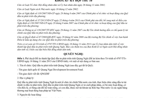 Nghị quyết 25/2013/NQ-HĐND phê duyệt Đề án thành lập Quỹ đầu tư phát triển Quảng Ngãi