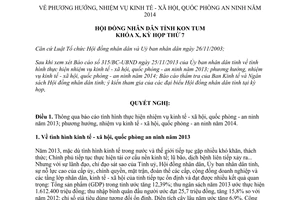 Nghị quyết 19/2013/NQ-HĐND phương hướng nhiệm vụ kinh tế xã hội quốc phòng an ninh 2014 Kon Tum