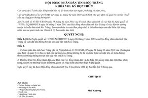 Nghị quyết 30/NQ-HĐND bãi bỏ 11/2001/NQ.HĐNDT.6 đặt tên đường huyện Sóc Trăng