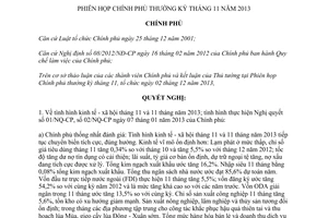 Nghị quyết 121/NQ-CP năm 2013 phiên họp Chính phủ thường kỳ tháng 11