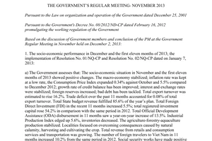 Resolution No. 121/NQ-CP the Government’s regular meeting November 2013