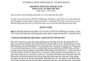 Nghị quyết 08/2013/NQ-HĐND nhiệm vụ phát triển kinh tế - xã hội 2014 tỉnh Hà Nam
