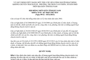 Nghị quyết 10/2013/NQ-HĐND chức danh phụ cấp số lượng người hoạt động không chuyên trách Hà Nam