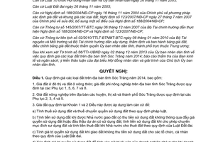 Nghị quyết 24/2013/NQ-HĐND giá đất Sóc Trăng năm 2014