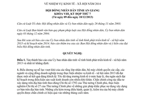 Nghị quyết số 15/2013/NQ-HĐND nhiệm vụ kinh tế xã hội 2014 An Giang