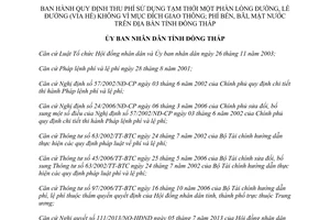 Quyết định 40/2013/QĐ-UBND năm 2013 phí sử dụng lòng đường lề đường bến bãi mặt nước Đồng Tháp