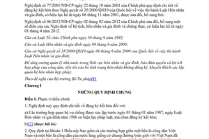 Văn bản hợp nhất 8016/VBHN-BTP hợp nhất Nghị định hướng dẫn đăng ký kết hôn