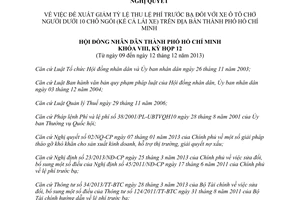 Nghị quyết 29/2013/NQ-HĐND giảm lệ phí trước bạ xe ô tô chở người dưới 10 chỗ Hồ Chí Minh