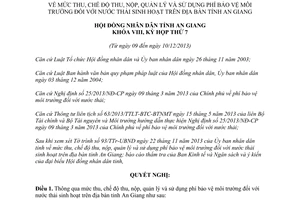 Nghị quyết 21/2013/NQ-HĐND mức thu quản lý phí bảo vệ môi trường nước thải An Giang