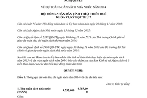 Nghị quyết 12/2013/NQ-HĐND dự toán ngân sách nhà nước 2014 Thừa Thiên Huế